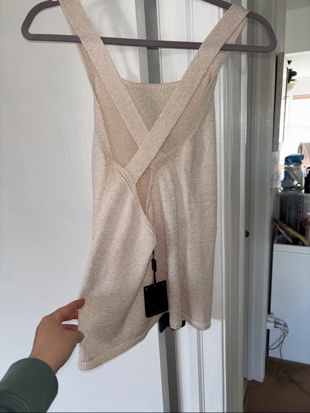 Massimo Dutti White Crisscross Back Tank Top Sz S NWT - Picture 4 of 6